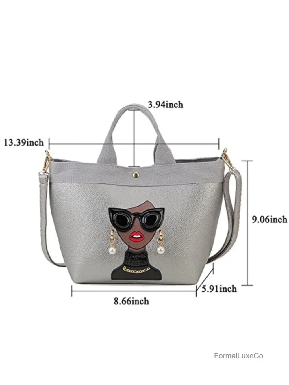 PU Leather Funky Lady Face Purse Tote Satchel Handbag Women's Shoulder Bag